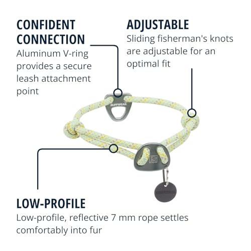 RUFFWEAR Knot-a-Collar mittelgroßes Hundehalsband, Kletterseil, verstellbar und stabil für Spaziergänge mit dem Hund, Größe M (36–50 cm), Moosgrün