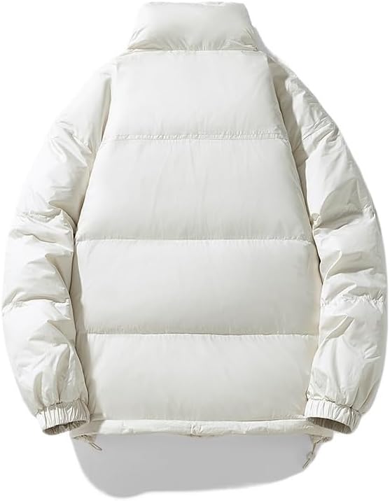 Mens Stand Collar Down Jackets Winter Thick Warm Solid Color Insulated Cold Weather Puffer Coat