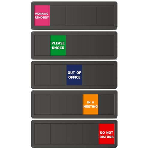 Image of Office Door Signs 5 Options Do Not Disturb, Please Knock, In A Meeting, Out Of Office, Working Remotely Privacy Door Slider Sign for Meeting & Conference Room Black