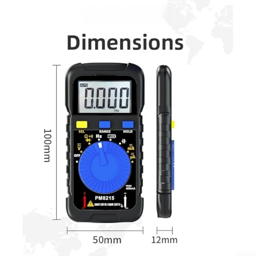 Multimètre numérique PM8215 compact pour analyse de tension résistance n'importe où