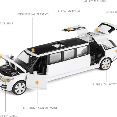 Image of Long Range Rover Model Car with Box, Zinc Alloy Pull Back Toy car with Sound and Light for Kids Boy Girl Gift [Colors as Per Stock]