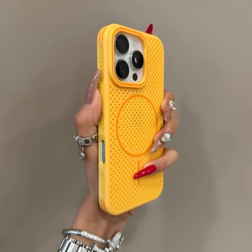 Coque iPhone 15 luxe antichoc magnétique au design orange raffiné