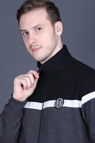 Image of GODFREY Zipper Track Suit For Man Winter Wear High Neck Cotton Tracksuit- Co ords For Men Regular Fit