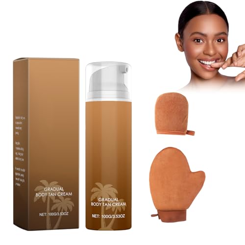 Crema Autobronceadora Corporal Sin Sol - Ingredientes Naturales Y Orgánicos, Bronceado Gradual Sin Rayas Para Hombres Y Mujeres, 100g - Incluye 2 Guantes Para Aplicación Perfecta Tanning Cream