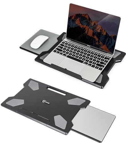 SEFFO Portable Lap Desk, Laptop Tray with Retractable Mouse Pad - For Work or Gaming - Writing Tray for Home Office - Fits up to 15.6 inch Laptop