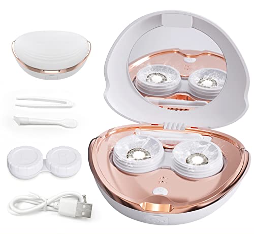 Contact Lens Cleaner Machine, Ultrasonic Portable Contact Lens Cleaner with USB Charger, Small 56kHz High Frequency Vibrate, for Soft Lens, Colored Contact Lens, Hard Lens, RGP Lens (White)