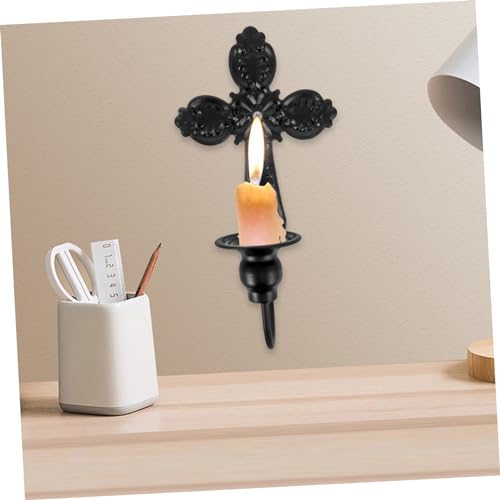 Candelabro de pared en cruz con base de vela decorativa de diseño 3