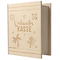 Salvadanaio Legno A Forma Di Libro Inciso – Idea Regalo Viaggio & Vacanze