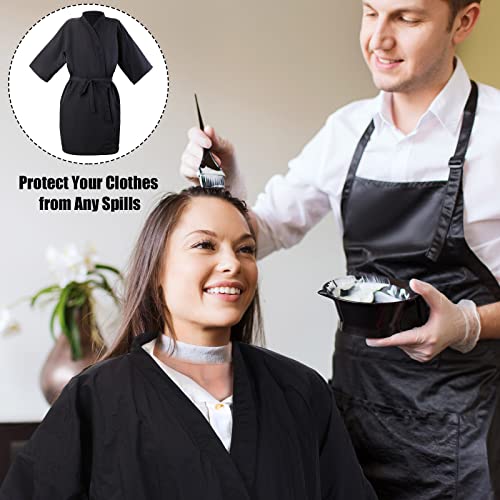 Pasimy 10 Pieces Salon Client Gown Hair Salon Smocks Capes Haircut Cape Salon Robes for Clients Barber Apron Cover for Stylist Women Clients, 40 Inches Long (Black,No Pockets) - Image 7