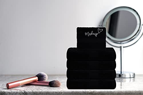 Zuperia Makeup Remover Wash Cloth - 100% Cotton Soft Quick Dry Fingertip Face Towel Washcloths For Hand And Make Up, 12 X 12 Inch. (6 Pack, Black) #TOP1