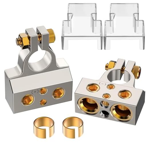 SUNMORN Battery Terminal Connectors, 0/2/4/6/8 AWG Battery Terminals, Heavy Duty Car Battery Terminal, Top Post Multiple Battery Terminal, with Shims Protector Cover