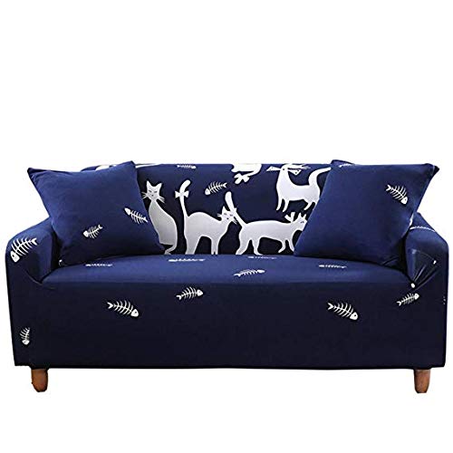 Housse de canapé d'angle 4 places extensible en polyester imprimé animaux