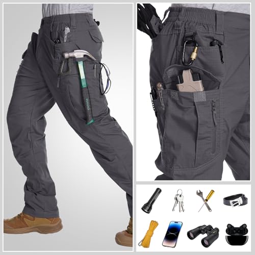 Men's Cargo Pants Ripstop Water Resistant Tactical Pants Lightweight Stretch Hiking Work Pants Outdoor Gear4