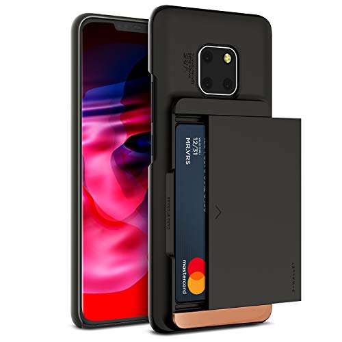Huawei Mate 20 Pro Case, VRS Design [Matte Black] Semi-Automatic U.S. Patent Gliding Wallet Phone Case [Damda Glide X D.Wallet] Secure 2 Card Holder Compatible with Huawei Mate 20 Pro (2018)