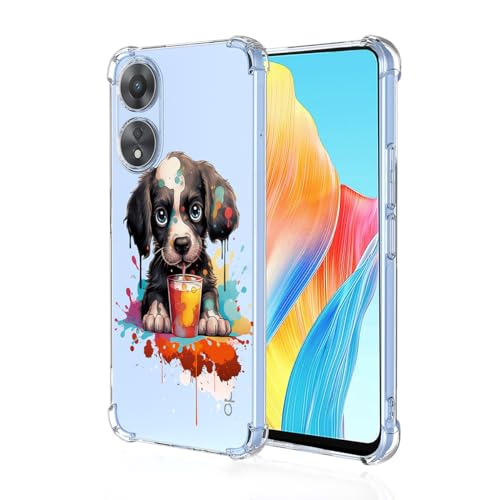 WOKEZ Transparent Fodral med Hund till Oppo A78 4G - Stötsäker Skydd