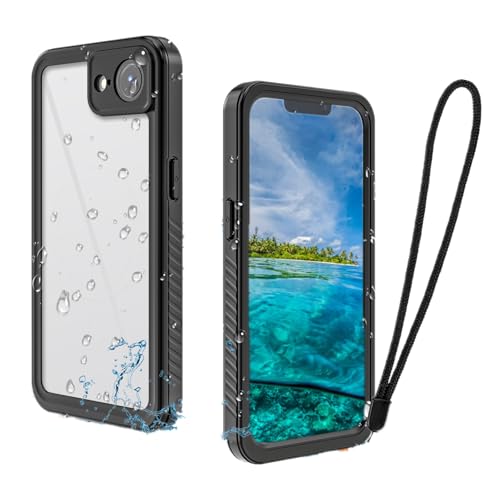 Coque iPhone 16E étanche noire avec protection d'écran intégrée et antichoc
