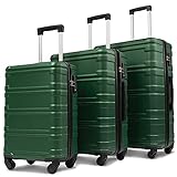 SPOFLYINN Juego de 3 Maletas rígidas con Ruedas giratorias Dobles, Maleta de Polipropileno con Bloqueo TSA, Juegos de Equipaje de Polipropileno de 20/24/28 Pulgadas, Verde como se Muestra en la