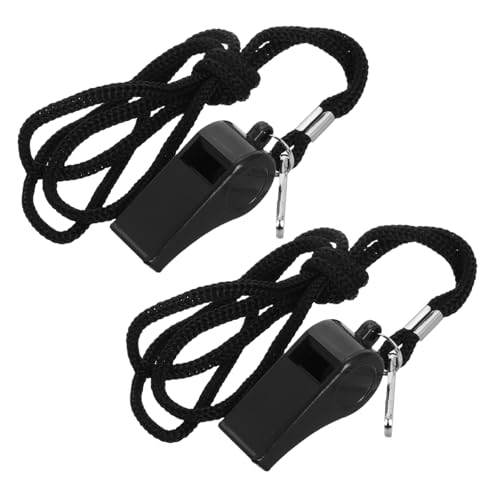 2 silbatos deportivos ABS negros con cuerda miniatura 1