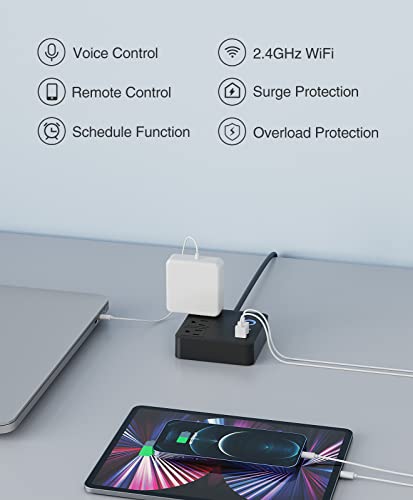 Smart Plug Power Strip, Wisebot Usb Surge Protector With 3 Individually Controlled Smart Outlets And 3 Usb Ports, Works With Alexa Google Home, Wifi Timer Plug Extender For Travel, Ul, 2.4G Wifi Only #TOP5