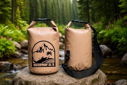 Bolsa seca impermeable, color taupe, capacidad 5 litros miniatura 3