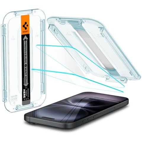 Spigen Tempered Glass Screen Protector [GlasTR EZ FIT] designed for iPhone 16 / iPhone 15 [2 Pack] Cover