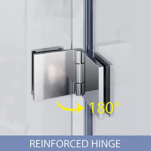 Elegant 36" W X 72" H Bifold Shower Enclosure Bathroom Shower Doors 6Mm Safety Bi-Fold Glass,Hinged Frameless Shower Door With 1/4" Clear Glass,Reversible Folding Shower Door,Chrome Finish #TOP3
