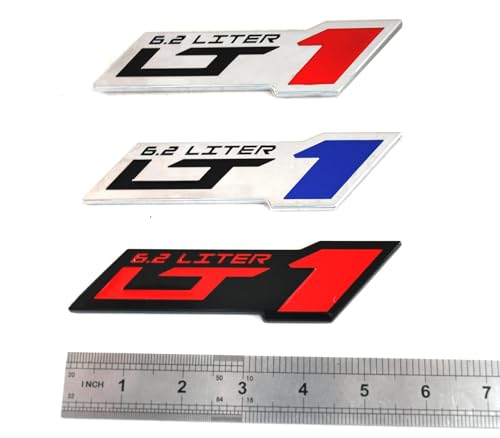 Image of 2pcs LT 1 6.2 Liter ZR1 Emblem Engine Hood Badge Decal Replacement for C4 C7 (Black Red)