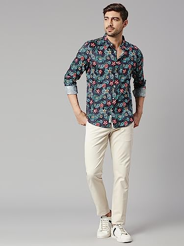 Image of Thomas Scott Men's | Printed | Full Sleeve | Slim Fit | 100% Cotton | Spread Collar | Casual Shirt
