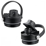 2-Pack Replacement Lids for Yeti Rambler Water Bottles, Compatible with 12 18 26 36 46 64 oz, Chug Caps with Flexible Handle, BPA Free Leakproof Screw Top, Straw Lid Replacement Kit