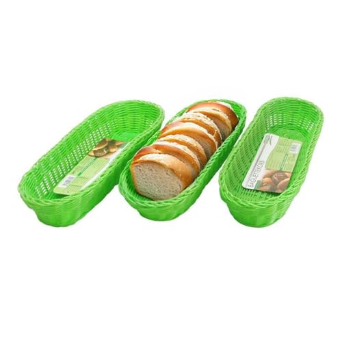 3er-Set Baguette-Korb grün Brötchenkorb Brotkorb Frühstückskorb Buffet Aufbewahrungskorb, Küchenkorb, Dekokorb Brotkörbchen Körbchen Servierkorb