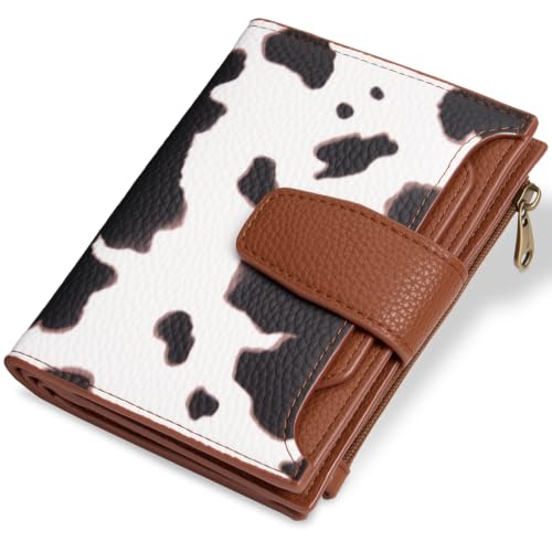 Image of Airkit Small Wallet Women RFID Blocking Soft Leather Bifold Compact Card Holder Wallet for Women with Zipper Coin Pocket 4 ID Window