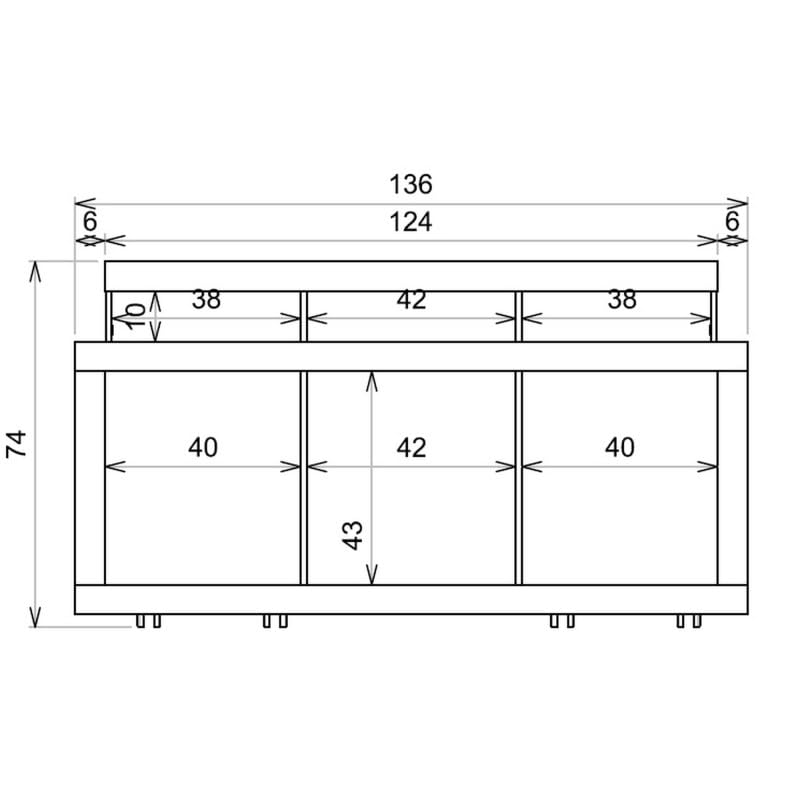 Meuble TV 55 Pouces Chêne et Gris 1 Porte 6 roulettes L 136 H 74 P 39 cm