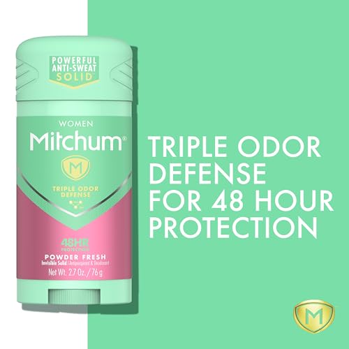 Image of Mitchum Women's Antiperspirant Deodorant Gel Stick, Powder Fresh Scent, 48HR Sweat & Odor Protection, Triple Odor Defense, Alcohol-Free, 3.4 oz (Pack of 2)