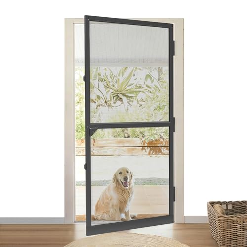 LZQ Moustiquaire professionnelle pour porte avec cadre en aluminium 120 x 240 cm - En tissu de fibre de verre - Découpable soi-même - Noir