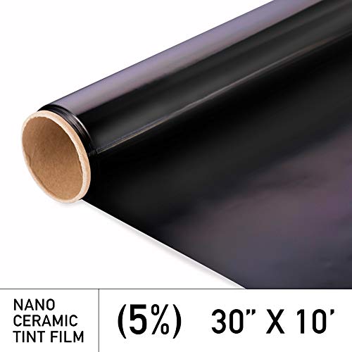 MotoShield Pro Premium 2mil Ceramic Window Tint for Auto - 30 Inches x 10 Feet (5%) [99% Infrared Heat Reduction/Blocks 99% UV] Window Film Roll (Limo Tint)