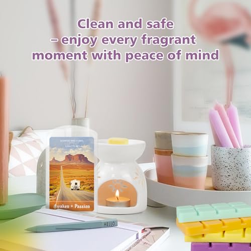 Image of SCENTORINI Wax Melts, Wax Cubes Strong Scent for Healing, 2.5 oz 4-Pack | Summer Relax Scented Wax Melts for Warmer - Lemon Green Tea /Strawberry Blackcurrant /Raspberry Orange /Ocean Grass Bellflower
