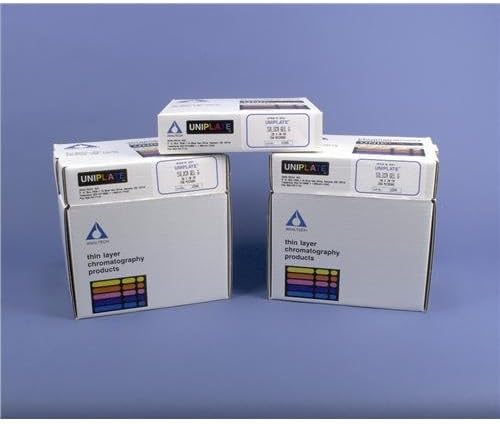 Analtech P47011 Thin Layer Chromatography Plate, Silica Gel Hard Layer Organic Binder with Fluorescent Indicator, 250 µm, 200 mm Length, 200 mm Wide (Pack of 25)