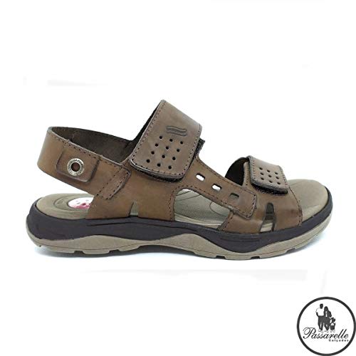 Sandália Masculina Itapuã Papete Clássica Casual Rústico Com Velcro Tiras Largas Couro 1204AB19 - Ta