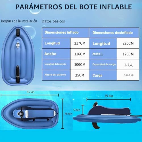Miniatura 4 de G Camolech Barco De Motor Eléctrico De Verano Con Motor De Moto Acuática Inflable Con Motor Eléctrico De Kayak De 500 W, Capacidad De Batería De 10000 Mah, Motor Sup, Scooter Submarino Para Adultos Y