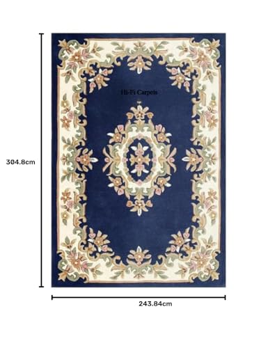 Image of 8x10 Ft Large Wool Rug - Handcrafted Traditional Tufted Carpet for Modern Living Spaces