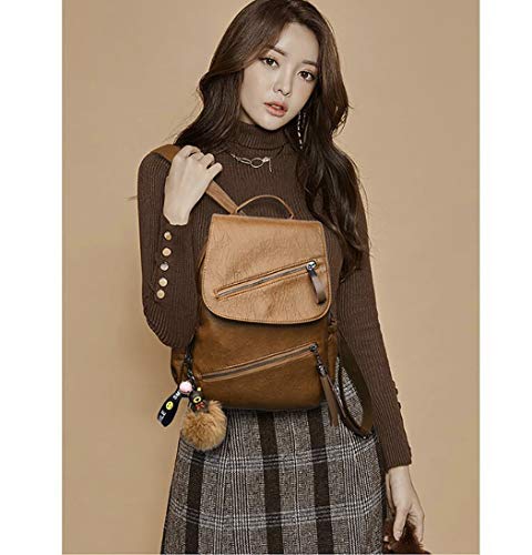 shepretty Bolso Mochila Cuero Mujer Casual Impermeable Mochila con Tassel, 0349Marrón