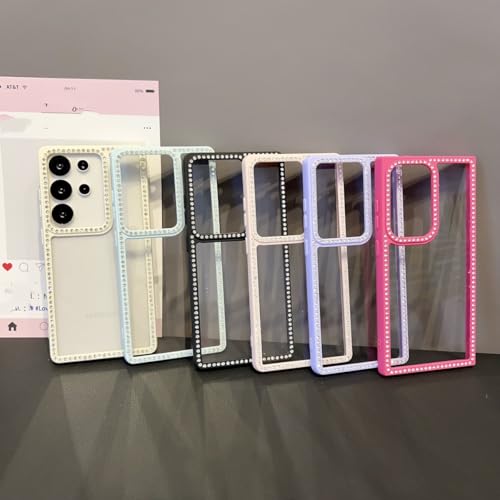 Coque de luxe rose pour Samsung S23 Ultra avec diamants, le cadeau chic idéal