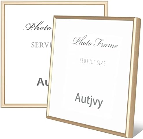 Autjvy 4x4 Picture Frames Gold - Brushed Brass Modern Simple Thin Aluminum Metal Photo Frame with HD Real Glass, Display for Tabletop and Wall Collage. (2 Pack)