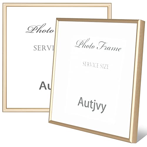 Autjvy 4X4 Picture Frames Gold - Brushed Brass Modern Simple Thin Aluminum Metal Photo Frame With Hd Real Glass, Display For Tabletop And Wall Collage. (2 Pack) #TOP3