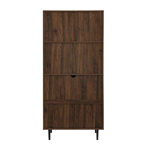 Walker Edison Secretary Hutch Wood Desk, 64 Inch, Dark Walnut & Modern Executive Desk With Dual Storage Home Office Workstation Small, 54 Inch, Dark Walnut #TOP3