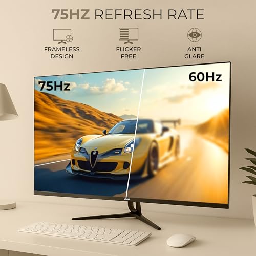 Image of Foxin Elite 32 Inch FHD Flat LED Monitor (1920x1080), 75Hz Refresh Rate, VA Panel, 5ms Response Time, Built-in Speakers, HDMI & VGA Ports, Anti-Glare, Frameless, Wall Mountable - Black