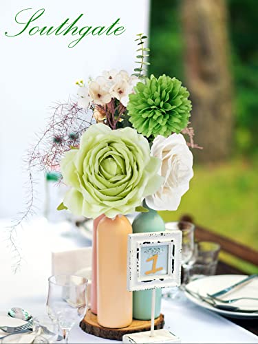 Southgate Artificial Flowers Combo Box For Diy Wedding Bridal Bouquet 38 Pcs Fake Roses Foam Silk Flowers Centerpieces Arrangements For Party Home Wedding Decoration White Green #TOP6