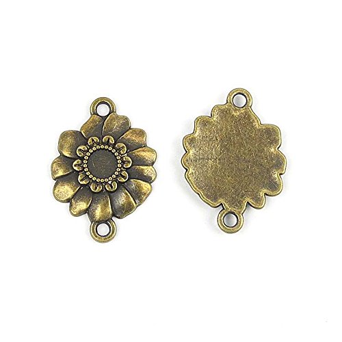 Price per 50 Pieces Fashion Jewelry Making Charms Findings Arts Crafts Beading Antique Bronze Tone 76438 Sunflower Connector