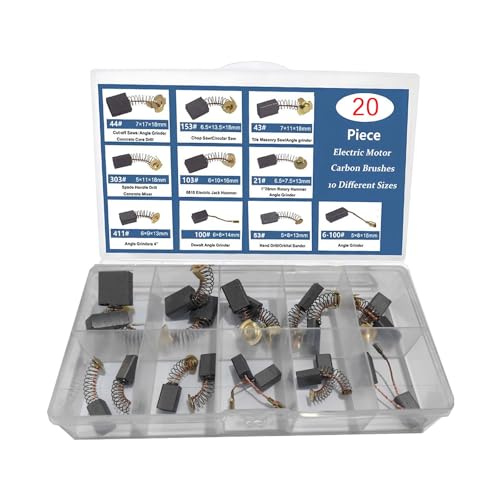 Motor Eléctrico De 20 Piezas Cepillos Carbono 10 Mezcla Cobre Diferente Tamaño Cepillo para Reparación Herramientas Eléctricas Mantenimiento Cepillos Carbono Kit