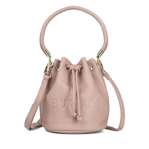 Bucket Bag for Women Faux Leather Designer Handbag with Draw